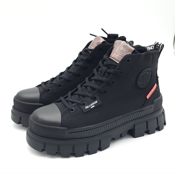 Palladium Womens Revolt Hi TX Triple Black Size 8.5 Platform Boots 97242 010 - Picture 3 of 10